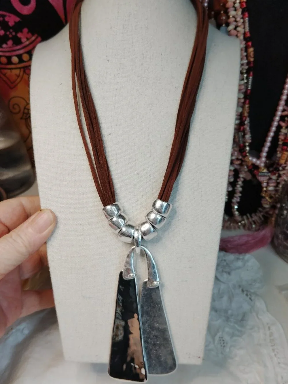 RLM Soho Leather Necklace – Silver Paddle Pendant